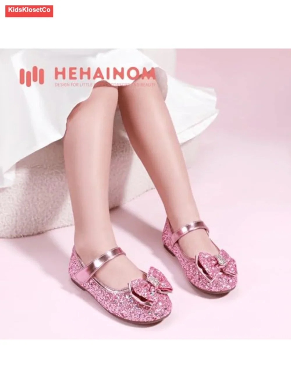 Girls Mary Jane Toddler Ballet Flats with Hook & Loop, Breathable Insole,